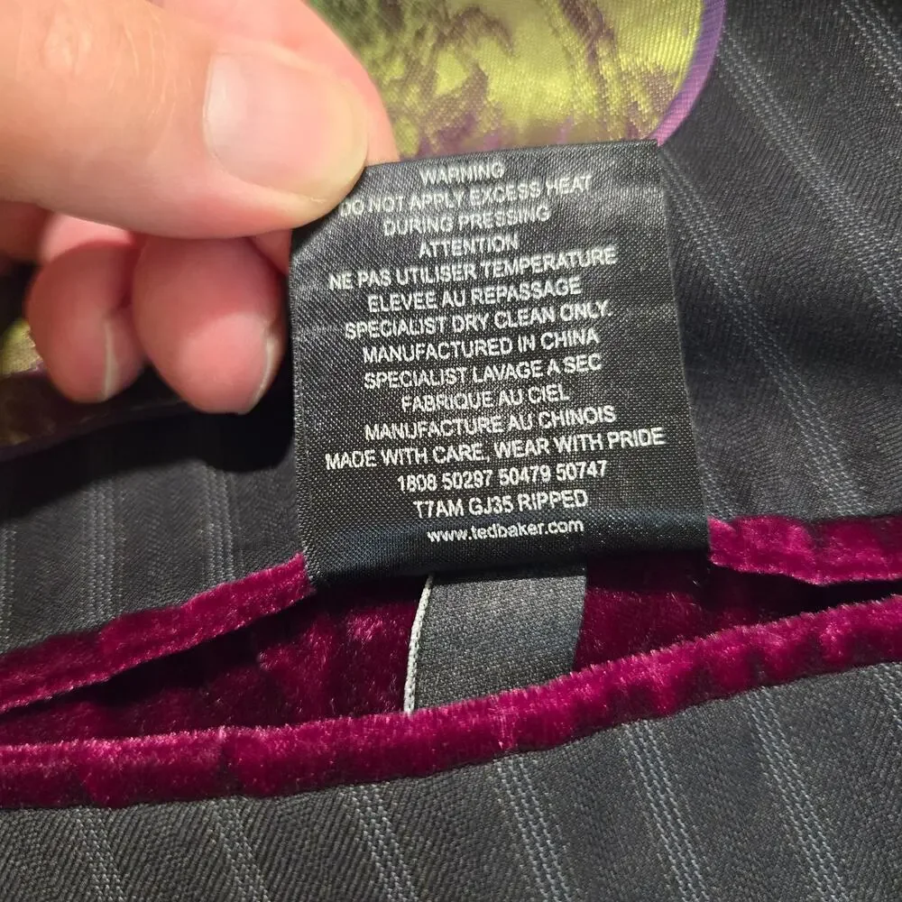 Ted Baker London Single Breasted Black Pinstripe Suit Jacket Men's 47